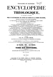 L’Encyclopédie Théologique de l’Abbé Migne. 3ème série (66 Volumes)