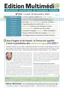 Edition Multimédi@ N.312 - 18 Décembre 2023 - Journaux